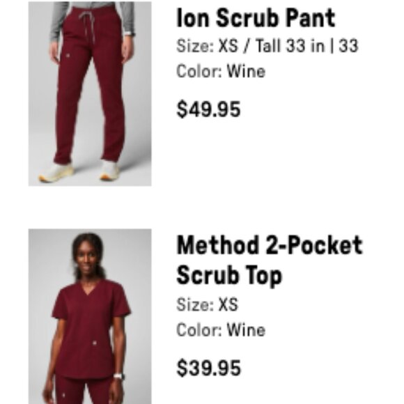 Fabletics Scrub Set (XS, Wine color) - Picture 1 of 2